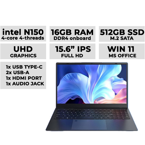 NINGMEI NL150-N15165A (Grey Black) Laptop 15.6" FHD | Intel N150 | 16GB DDR4 | 512GB SSD | UHD Graphics